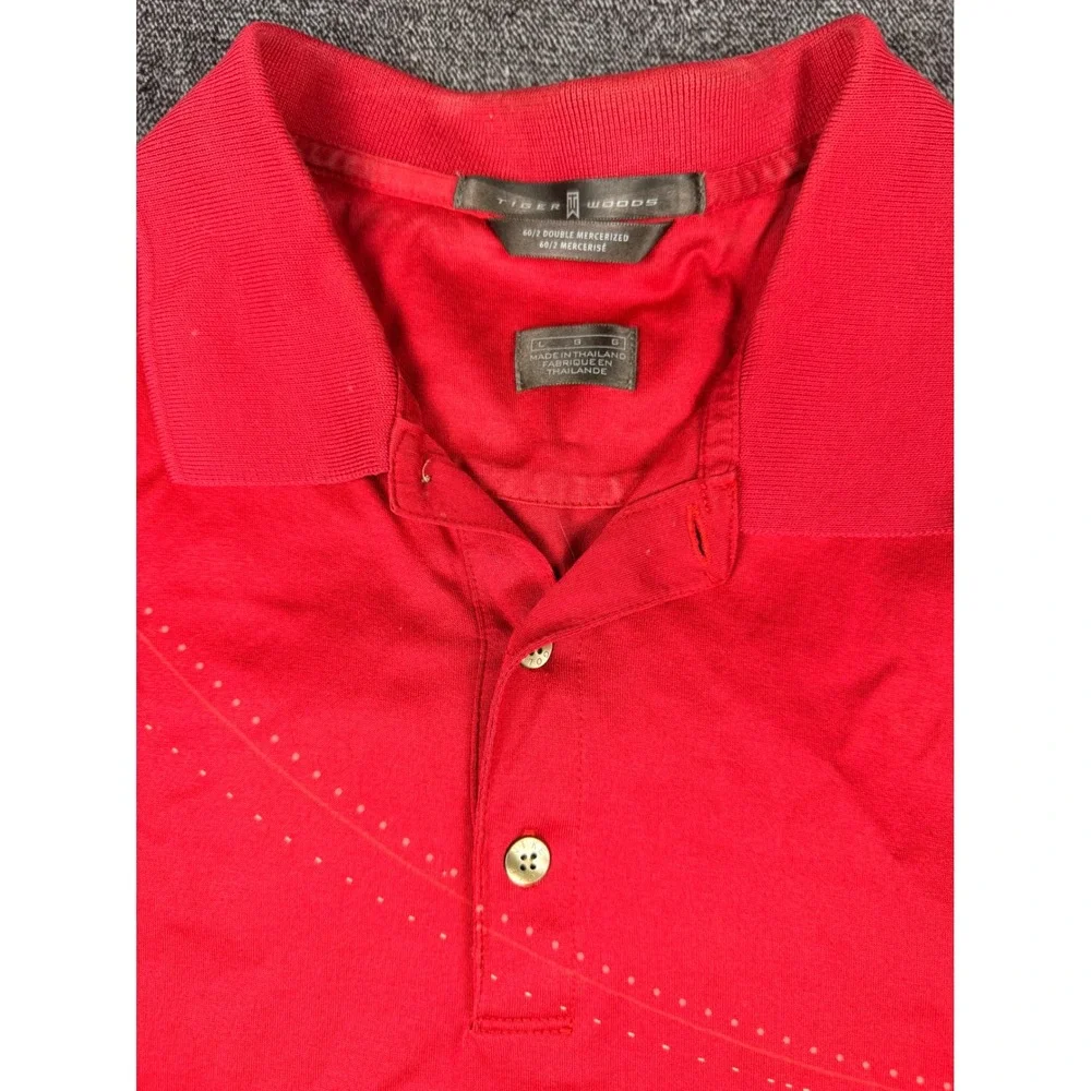 Nike Tiger Woods Collection Red Double Mercerized Cotton Golf Polo Shirt Mens L - Picture 2 of 6